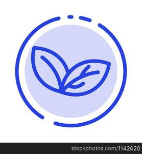 Growth, Leaf, Plant, Spring Blue Dotted Line Line Icon
