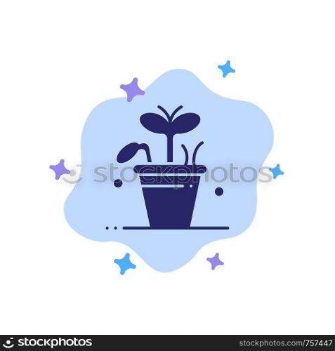 Growth, Leaf, Plant, Spring Blue Icon on Abstract Cloud Background