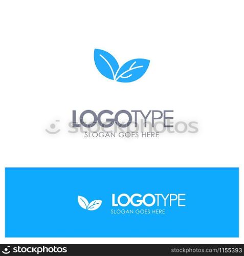 Growth, Leaf, Plant, Spring Blue Solid Logo with place for tagline