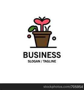 Growth, Leaf, Plant, Spring Business Logo Template. Flat Color