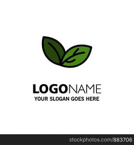 Growth, Leaf, Plant, Spring Business Logo Template. Flat Color