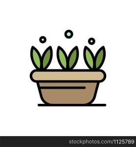Growth, Leaf, Plant, Spring Flat Color Icon. Vector icon banner Template