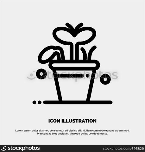 Growth, Leaf, Plant, Spring Line Icon Vector