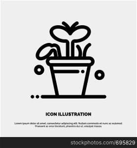 Growth, Leaf, Plant, Spring Line Icon Vector