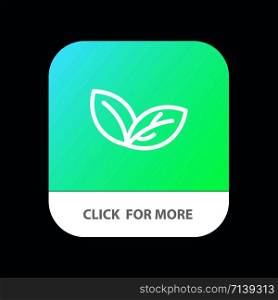 Growth, Leaf, Plant, Spring Mobile App Button. Android and IOS Line Version