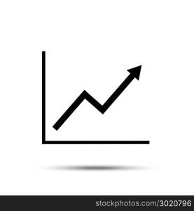 Growth line chart icon. Growing diagram flat vector illustration with shadow. Business concept.