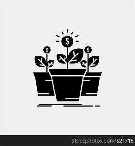 growth, money, plant, pot, tree Glyph Icon. Vector isolated illustration. Vector EPS10 Abstract Template background