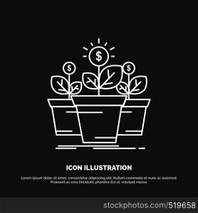 growth, money, plant, pot, tree Icon. Line vector symbol for UI and UX, website or mobile application. Vector EPS10 Abstract Template background