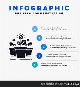 growth, money, plant, pot, tree Infographics Template for Website and Presentation. GLyph Gray icon with Blue infographic style vector illustration.. Vector EPS10 Abstract Template background