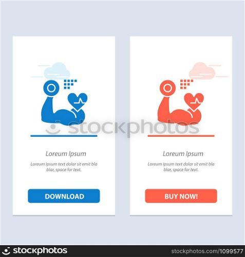 Growth, Muscle, Heart, Beat Blue and Red Download and Buy Now web Widget Card Template