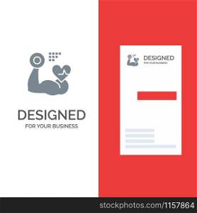 Growth, Muscle, Heart, Beat Grey Logo Design and Business Card Template