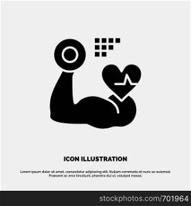 Growth, Muscle, Heart, Beat solid Glyph Icon vector