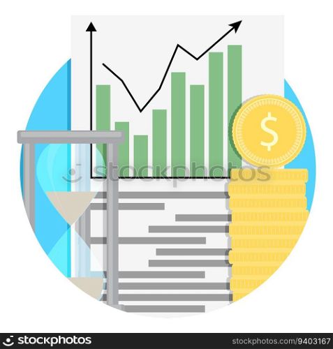 Growth of financial capital icon. Analysis and management strategy, saving capital. Vector illustration. Growth of financial capital icon