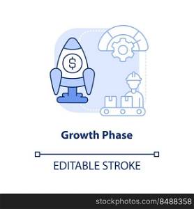 Growth phase light blue concept icon. Business development. Product lifecycle stage abstract idea thin line illustration. Isolated outline drawing. Editable stroke. Arial, Myriad Pro-Bold fonts used. Growth phase light blue concept icon
