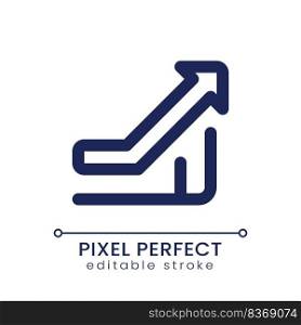 Growth pixel perfect linear ui icon. Rates rising control. Business data analytics. GUI, UX design. Outline isolated user interface element for app and web. Editable stroke. Poppins font used. Growth pixel perfect linear ui icon