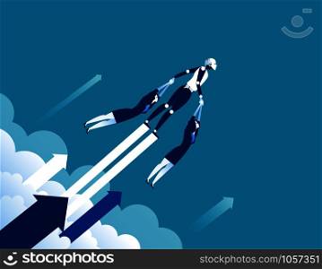 Growth. Robot to success. Concept business vector illustration.