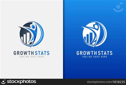 Growth Stats Business Logo Design. Usable For Business, Finance, Community, Foundation, Tech, Services Company. Vector Logo Design Illustration. Graphic Design Element.