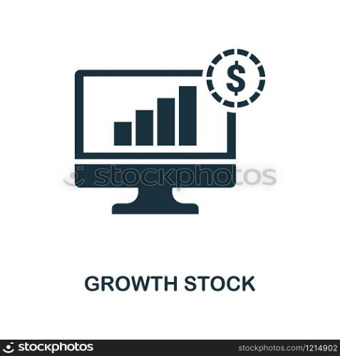 Growth Stock creative icon. Simple element illustration. Growth Stock concept symbol design from personal finance collection. Can be used for mobile and web design, apps, software, print.. Growth Stock icon. Line style icon design from personal finance icon collection. UI. Pictogram of growth stock icon. Ready to use in web design, apps, software, print.