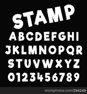 Grunge alphabet font template. Letters and numbers of rustic design. Vector illustration.. Grunge alphabet font template. Letters and numbers of rustic design