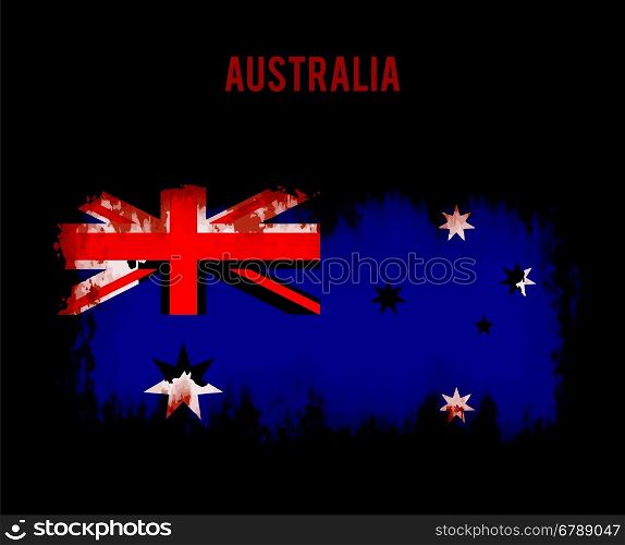 Grunge australian flag on dark background vector background illustration