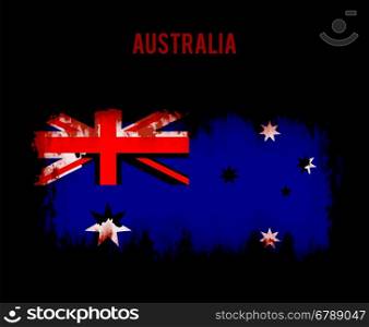 Grunge australian flag on dark background vector background illustration