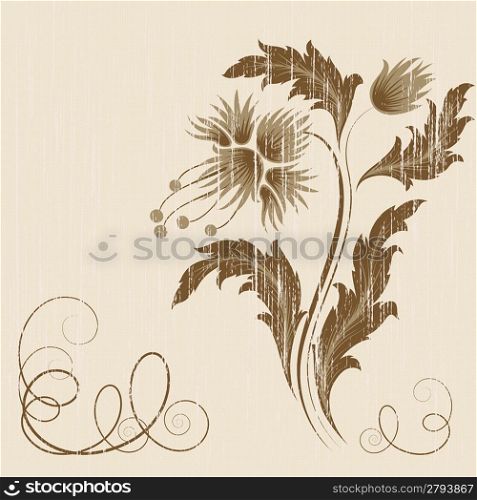 Grunge background with brown abstract flower