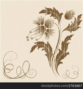 Grunge background with brown abstract flower