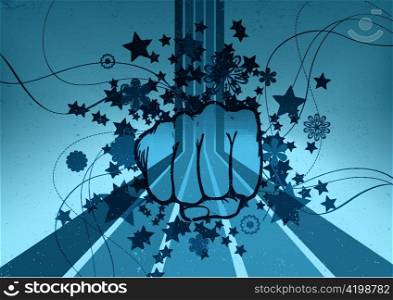 grunge background with fist vector illustration