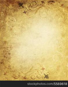 Grunge Background With Floral Ornate