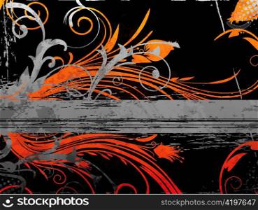 grunge background with floral vector illustration