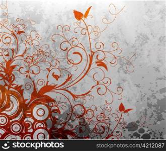 grunge background with floral vector illustration