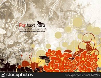 grunge background with flowers vector illustration