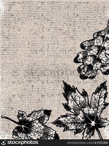 grunge background with leaves vector illustration