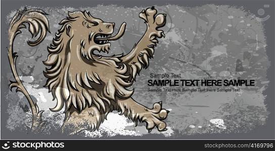 grunge background with lion vector illustration