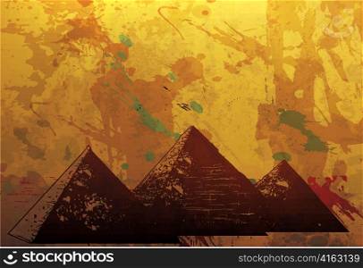 grunge background with pyramids vector illustration