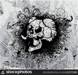 grunge background with skull vector illustration