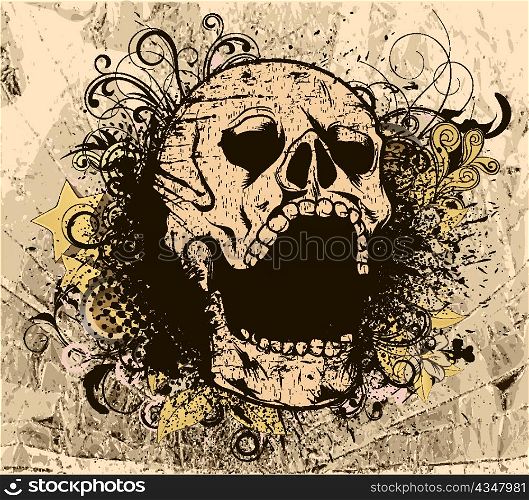 grunge background with skull vector illustration