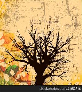 grunge background with tree vector illustration