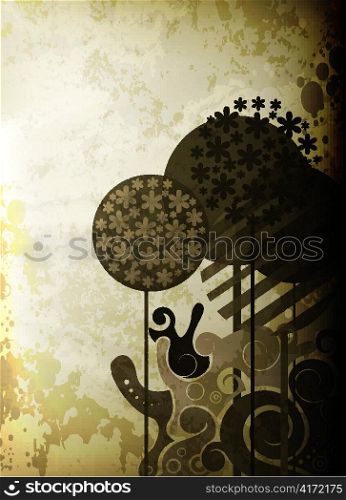 grunge background with trees vector illustration