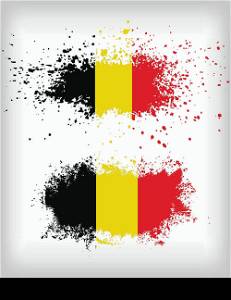 Grunge Belgian ink splattered flag vectors