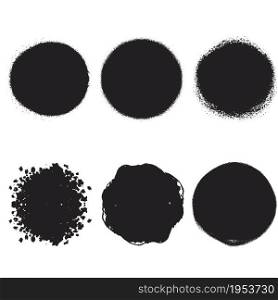 Grunge black Collection, Circles, Labels, Badges Set. Vector distress textures. Distressed overlay circle mark texture design.. Grunge black Collection, Circles, Labels, Badges Set. Vector distress textures.