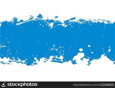 grunge blue ink splat banner with copy space and white background
