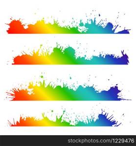 Grunge border with rainbow splashes and drops to design tracks, composition, banners and your creativity. Grunge border with rainbow splashes and drops to design tracks,