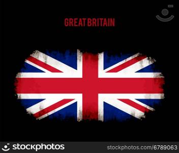Grunge british flag on dark background vector background illustration