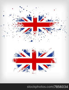 Grunge British ink splattered flag vectors