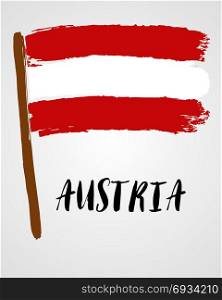 Grunge brush stroke with flag. Grunge brush stroke with Austria national flag isolated on light grey background