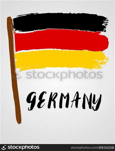 Grunge brush stroke with flag. Grunge brush stroke with Germany national flag isolated on light grey background