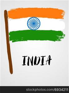 Grunge brush stroke with flag. Grunge brush stroke with India national flag isolated on light grey background