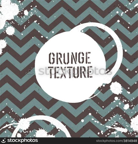 Grunge card. Zigzag pattern texture with stains. Vector