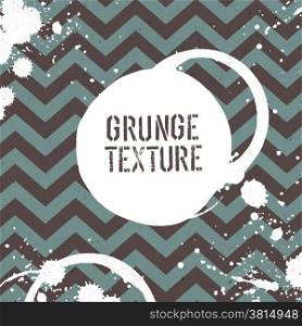 Grunge card. Zigzag pattern texture with stains. Vector